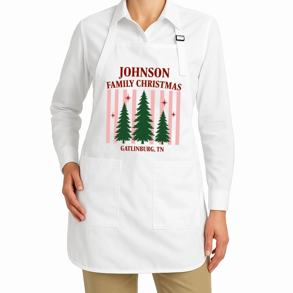 Custom Personalized Holiday Family Name Apron - Front 1