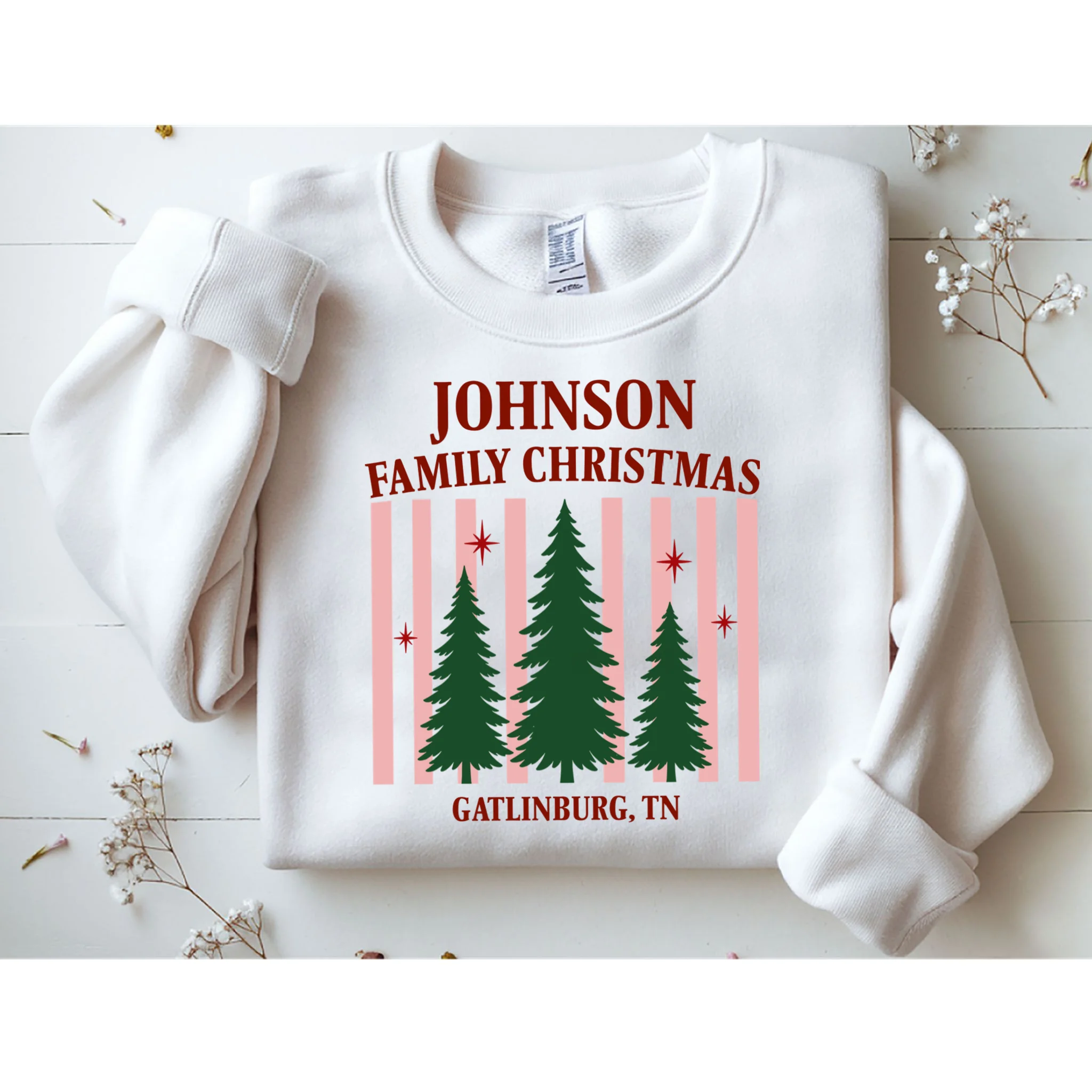 Custom Personalized Holiday Family Name Men's Sweatshirt - Front 1