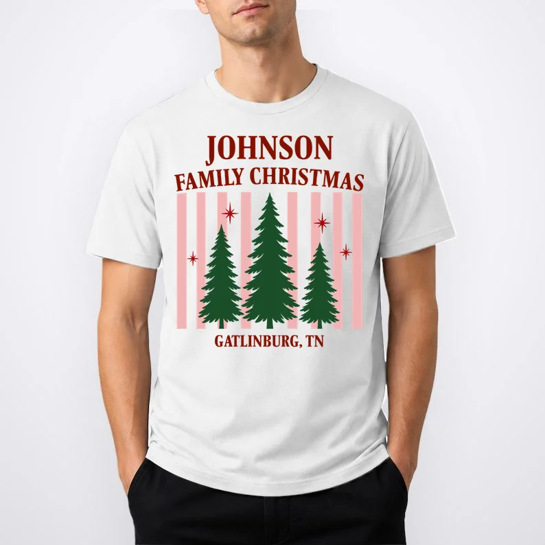 Custom Personalized Holiday Family Name Men's T-Shirt - Front 1