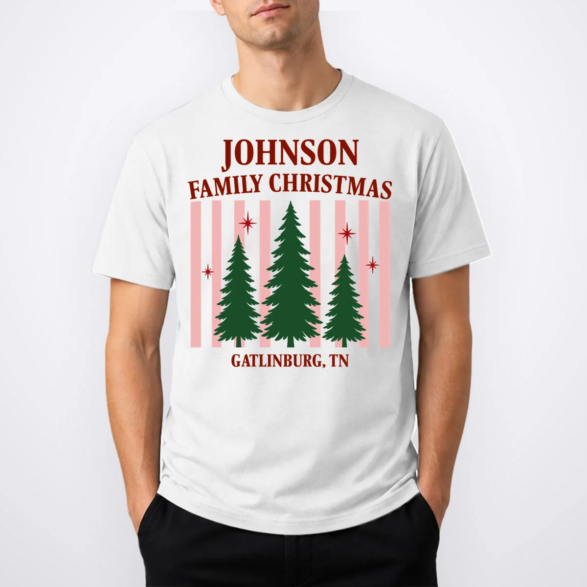 Custom Personalized Holiday Family Name Men's T-Shirt - Front 1