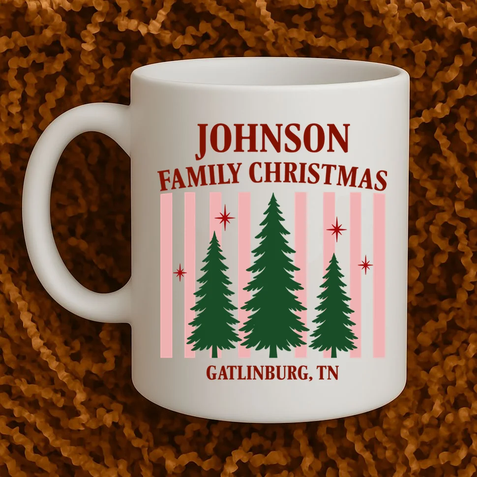 Custom Personalized Holiday Family Name Mug - Front 1