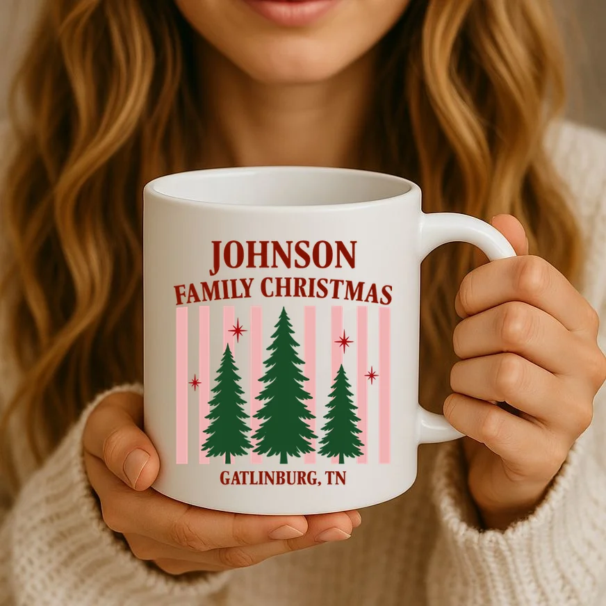 Custom Personalized Holiday Family Name Mug - Front 2