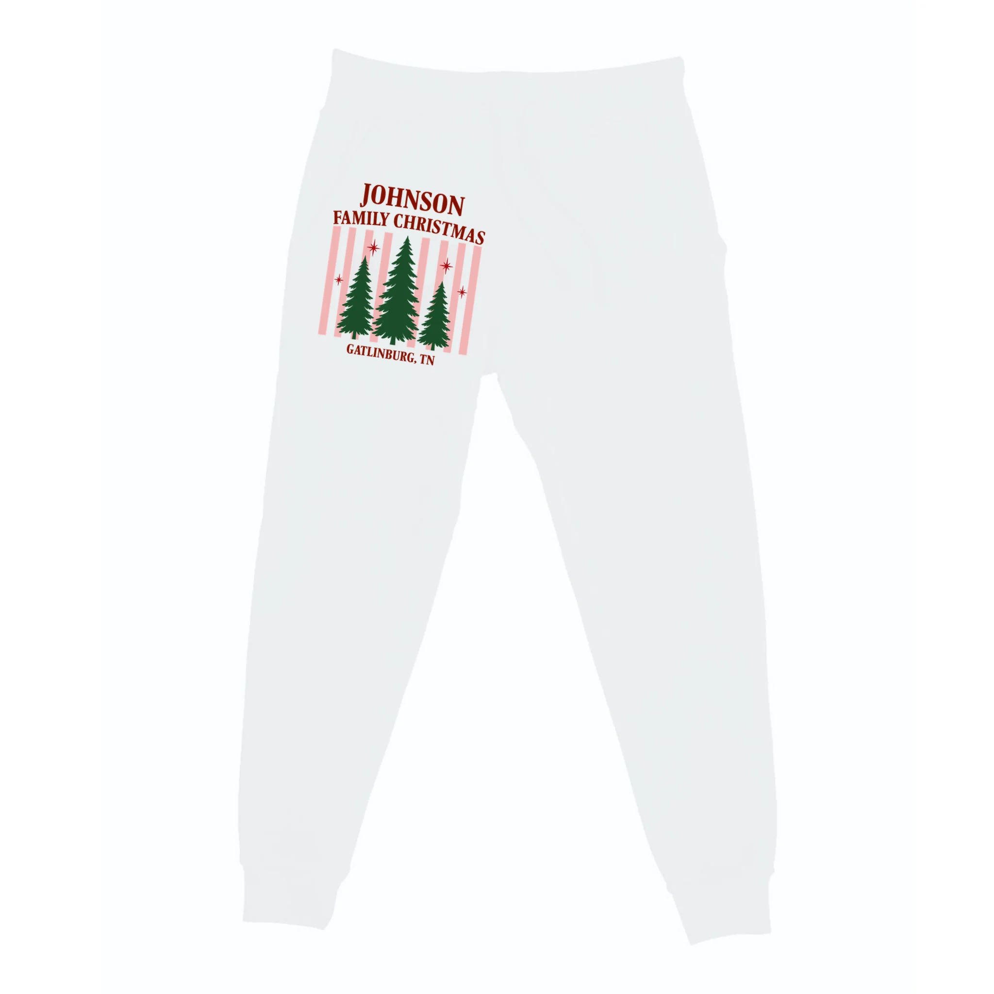 Custom Personalized Holiday Family Name Men's Sweatpants - Front