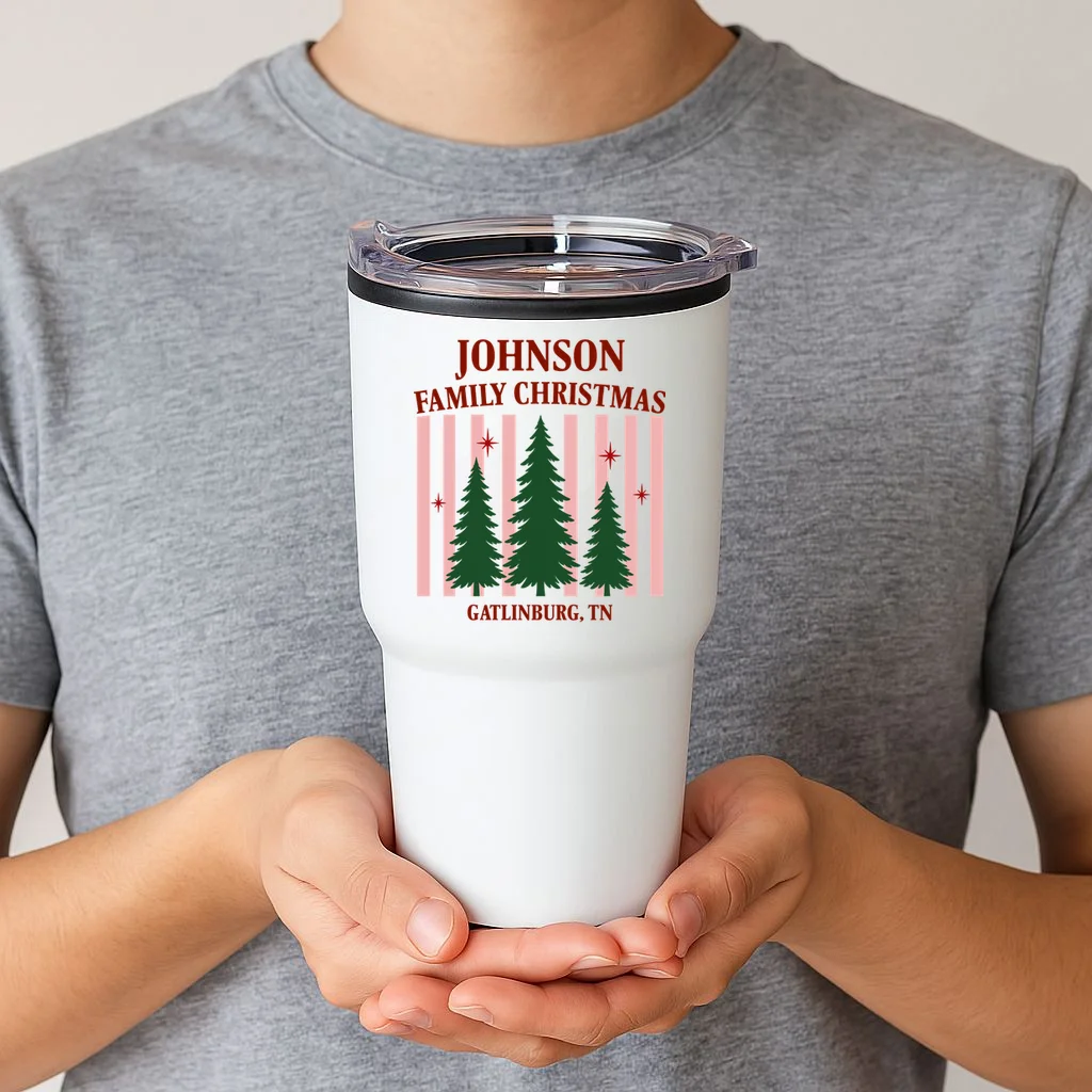 Custom Personalized Holiday Family Name 20oz Tumbler - Front 1