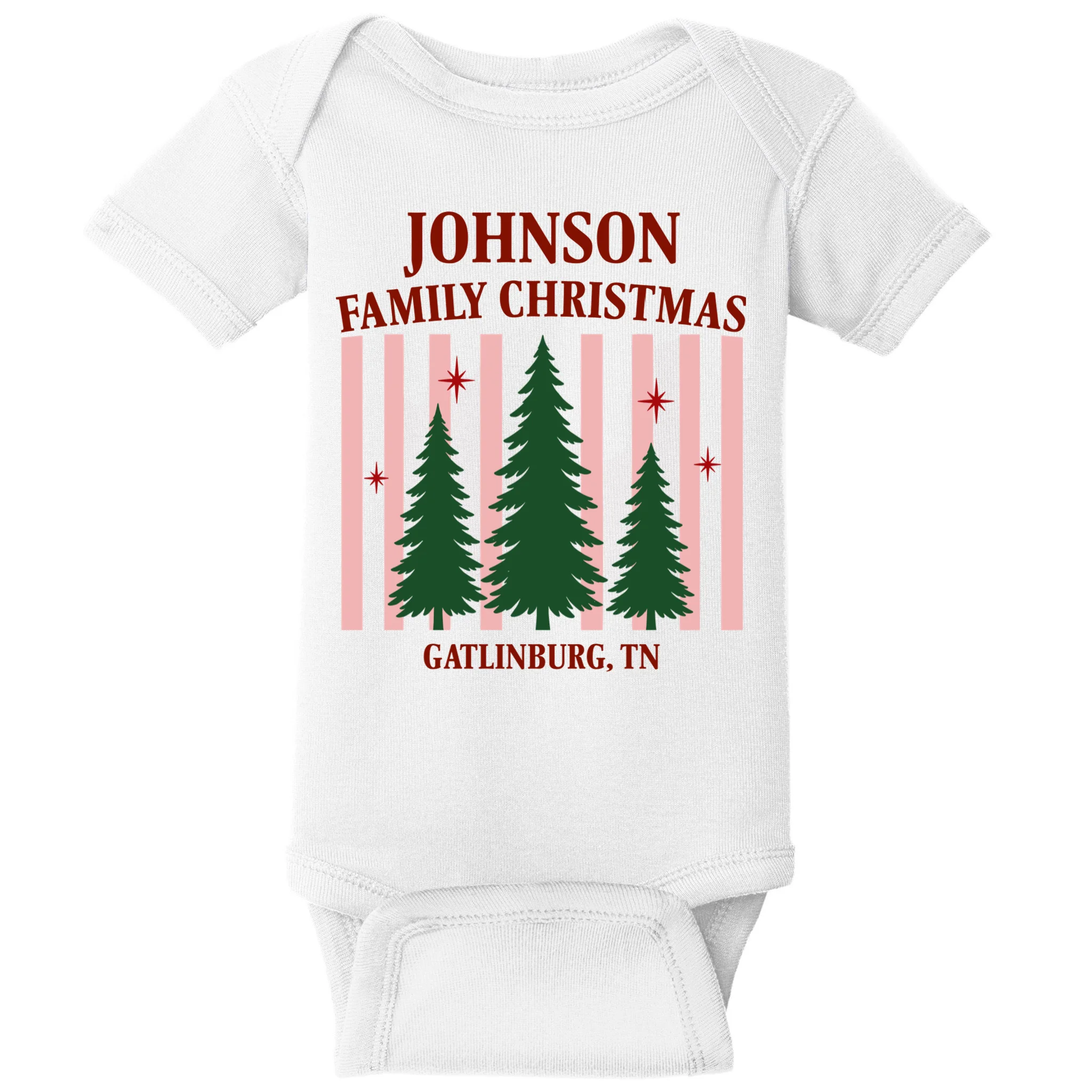 Custom Personalized Holiday Family Name Baby Bodysuit - Front