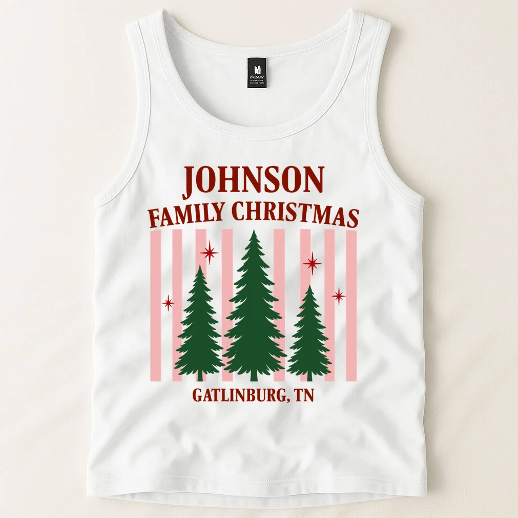 Custom Personalized Holiday Family Name Men's Tank Top - Front 1