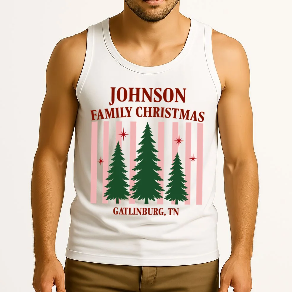 Custom Personalized Holiday Family Name Men's Tank Top - Front 2