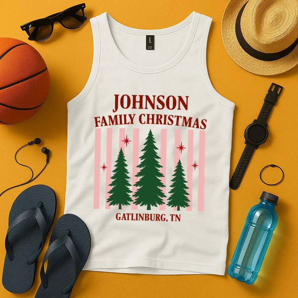 Custom Personalized Holiday Family Name Men's Tank Top - Front 3