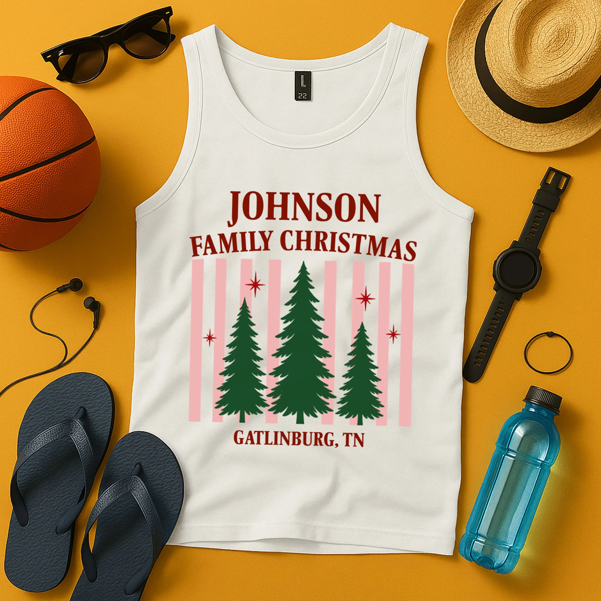 Custom Personalized Holiday Family Name Men's Tank Top - Front 3