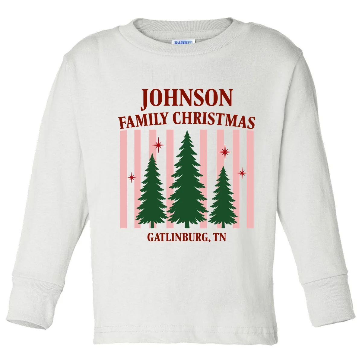 Custom Personalized Holiday Family Name Toddler Long Sleeve Shirt - Front
