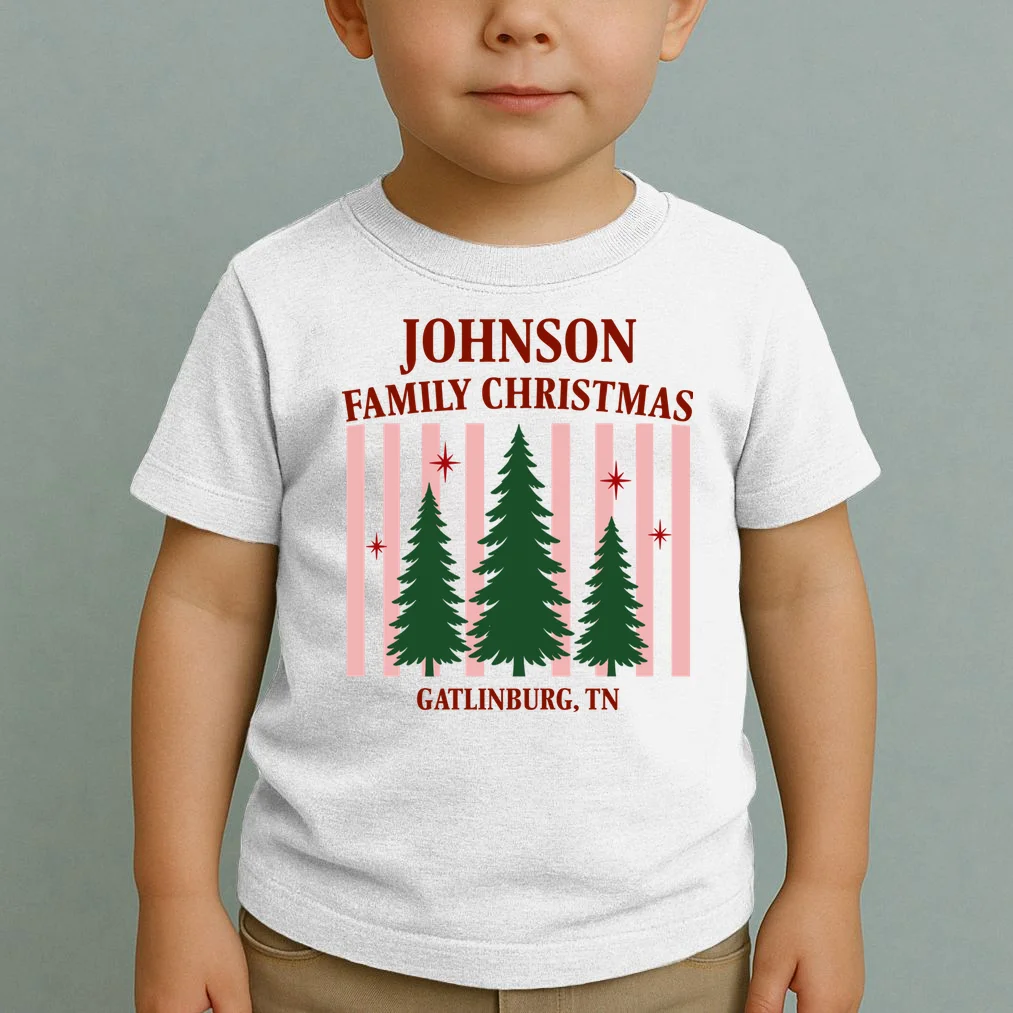 Custom Personalized Holiday Family Name Toddler T-Shirt - Front 1