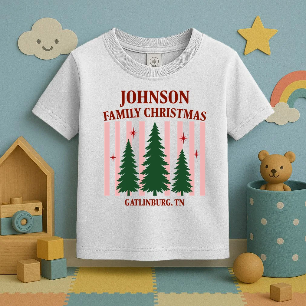 Custom Personalized Holiday Family Name Toddler T-Shirt - Front 2