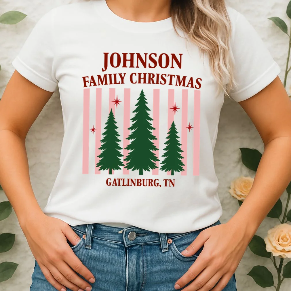 Custom Personalized Holiday Family Name Women's T-Shirt - Front 1