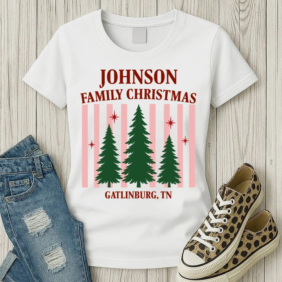 Custom Personalized Holiday Family Name Women's T-Shirt - Front 2