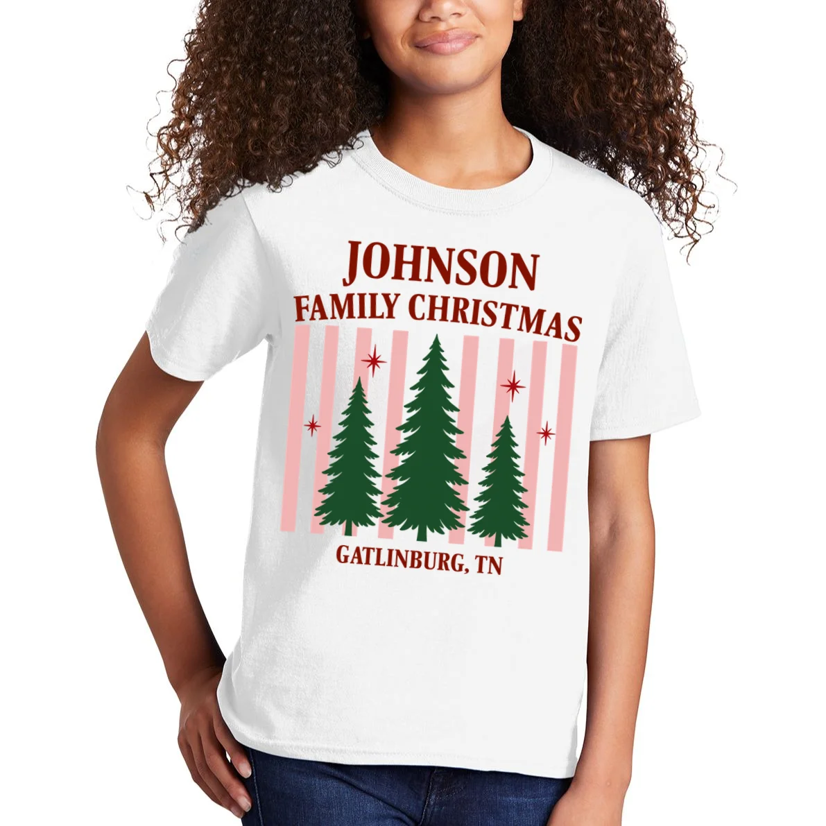 Custom Personalized Holiday Family Name Kids T-Shirt - Front 1