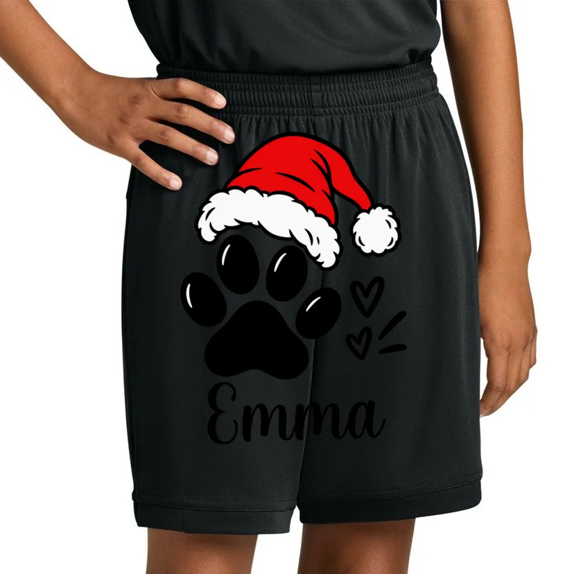 Christmas Cat Portrait Personalized Pet Gift - Grumpy Cat Santa Hat Custom Design Kids Shorts - Front 1