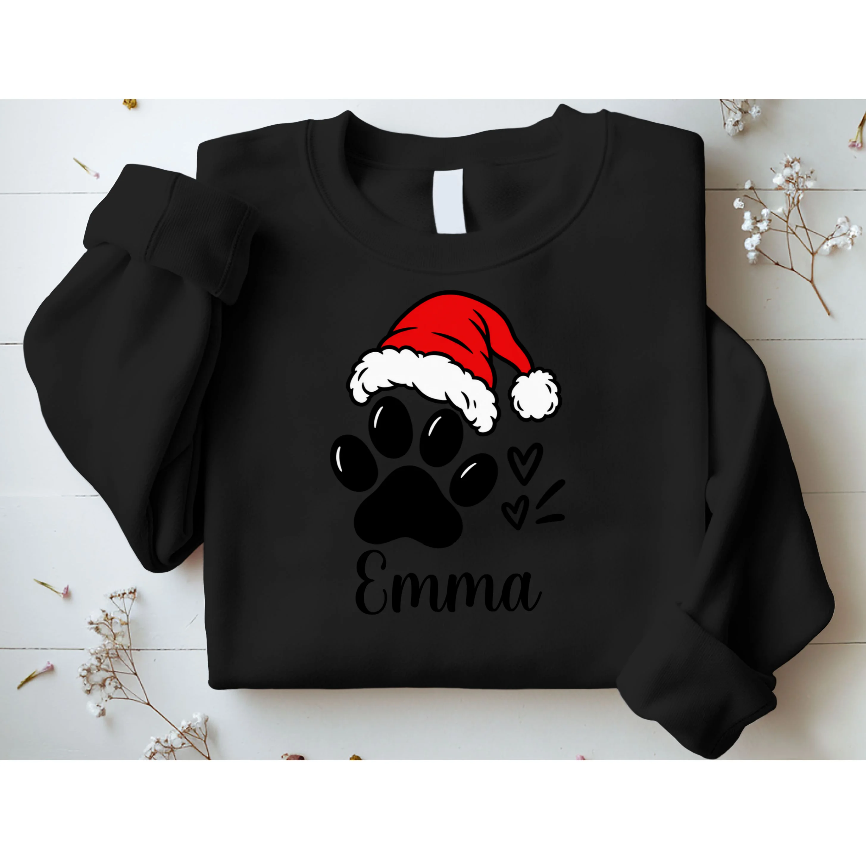 Christmas Cat Portrait Personalized Pet Gift - Grumpy Cat Santa Hat Custom Design Men's Sweatshirt - Front 1