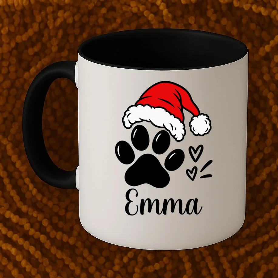 Christmas Cat Portrait Personalized Pet Gift - Grumpy Cat Santa Hat Custom Design Mug - Front 1