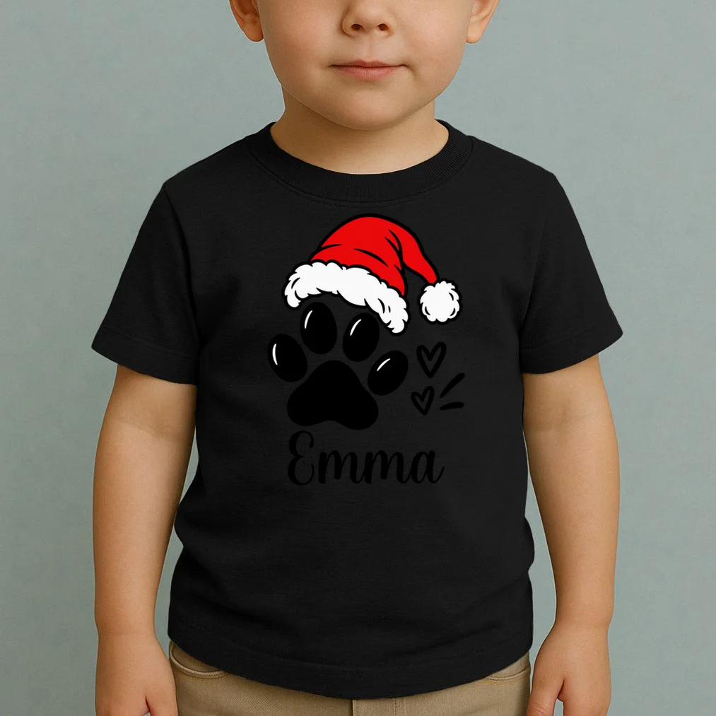 Christmas Cat Portrait Personalized Pet Gift - Grumpy Cat Santa Hat Custom Design Toddler T-Shirt - Front 1