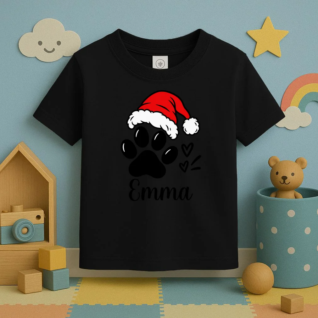 Christmas Cat Portrait Personalized Pet Gift - Grumpy Cat Santa Hat Custom Design Toddler T-Shirt - Front 2