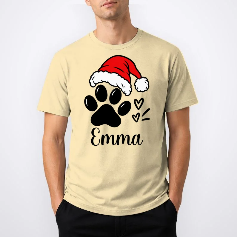 Christmas Cat Portrait Personalized Pet Gift - Grumpy Cat Santa Hat Custom Design Men's T-Shirt - Front 1