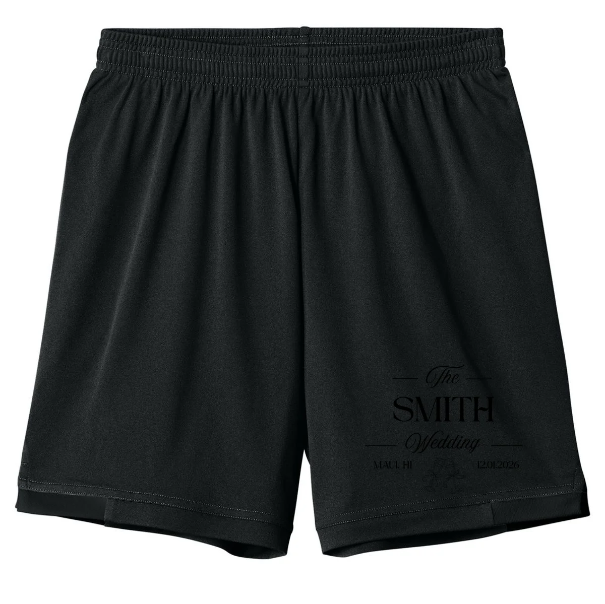 Champagne Glass Toast The Wedding Name, Location, Date Kids Shorts - Front