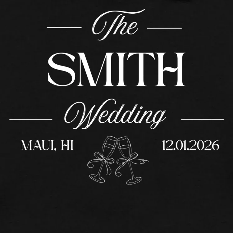 Champagne Glass Toast The Wedding Name, Location, Date Men's Hoodie - Front - Close-up