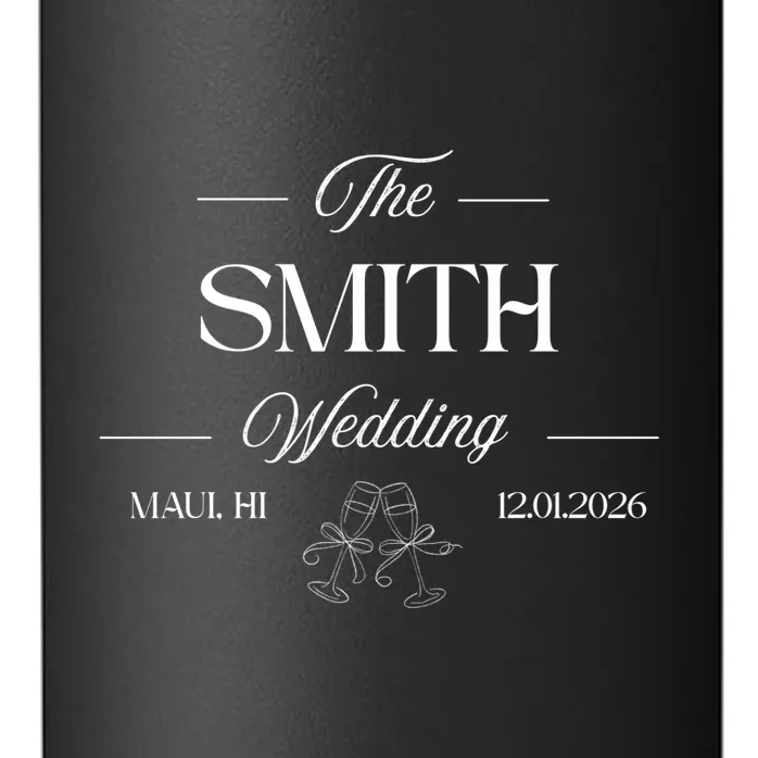 Champagne Glass Toast The Wedding Name, Location, Date 24oz Water Bottle - Front - Close-up