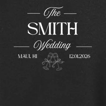 Champagne Glass Toast The Wedding Name, Location, Date Women's Soft Jacket - Front - Close-up