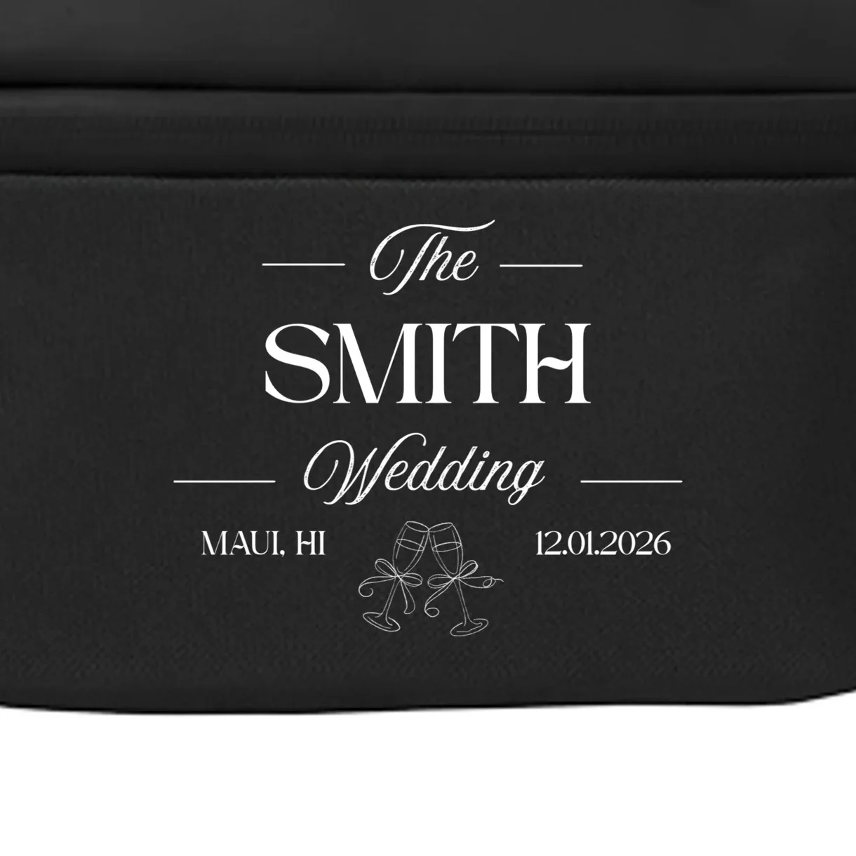 Champagne Glass Toast The Wedding Name, Location, Date Crossbody - Front - Close-up