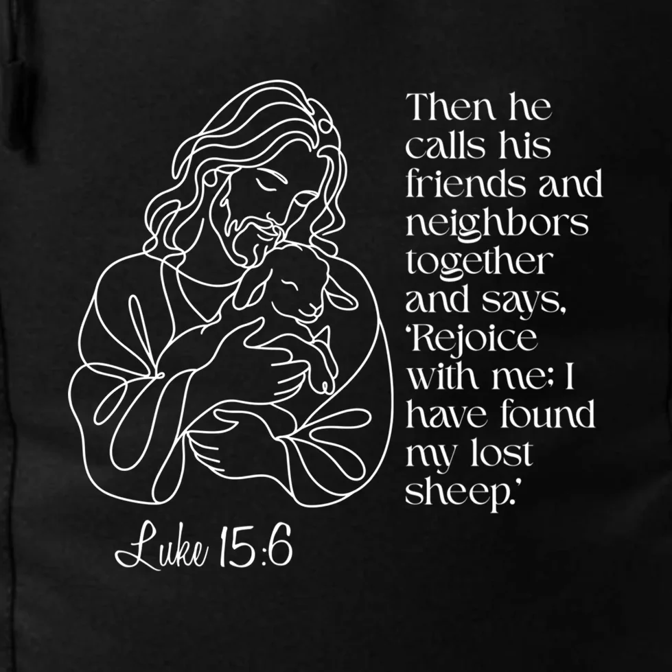 Christian Jesus and Lamb Custom Verse Custom Bible Chapter Backpack - Front - Close-up