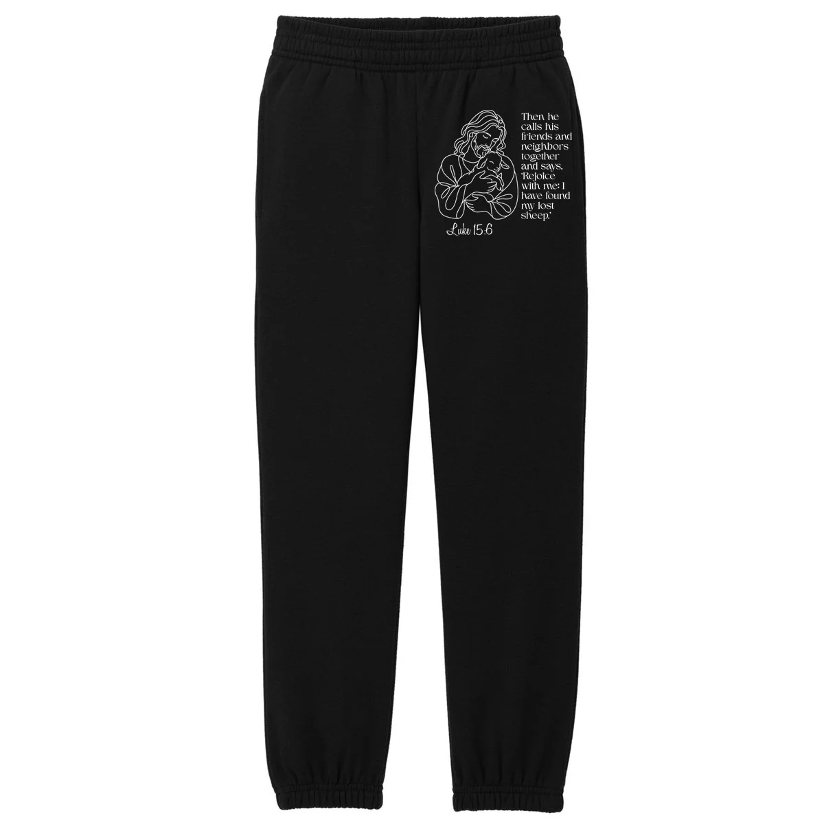Christian Jesus and Lamb Custom Verse Custom Bible Chapter Kids Fleece Sweatpants - Front