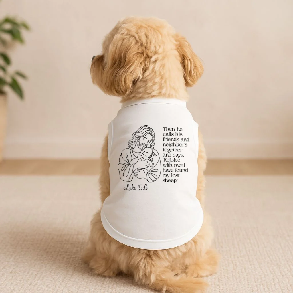 Christian Jesus and Lamb Custom Verse Custom Bible Chapter Doggie Tank - Front 1