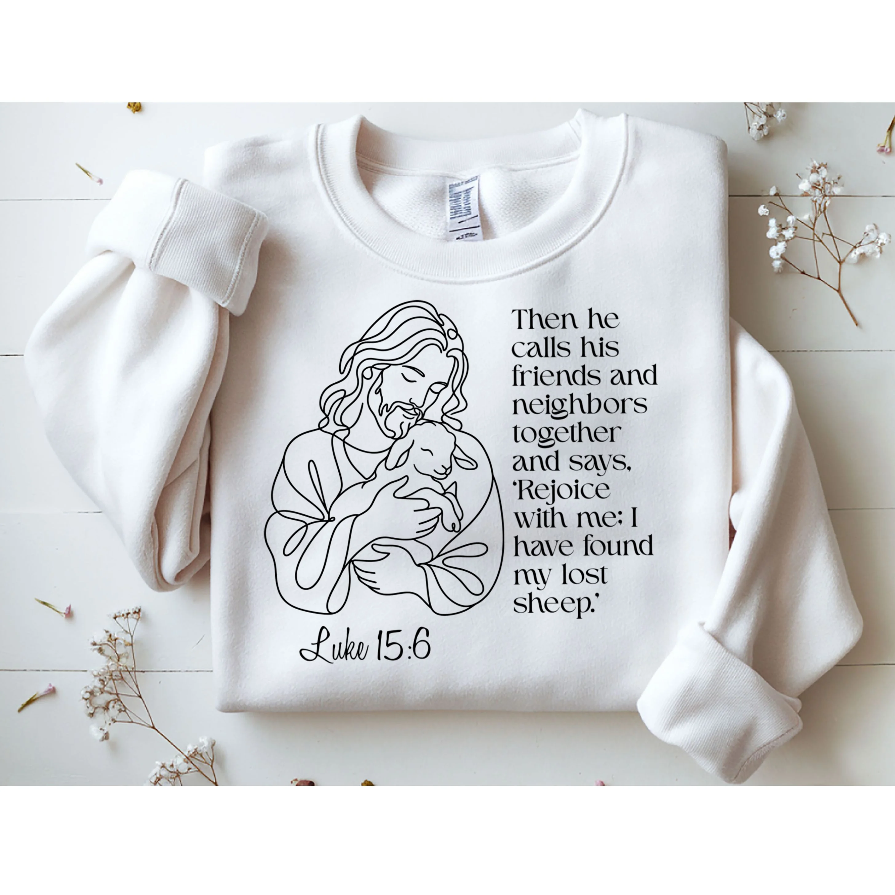 Christian Jesus and Lamb Custom Verse Custom Bible Chapter Sweatshirt - Front 1