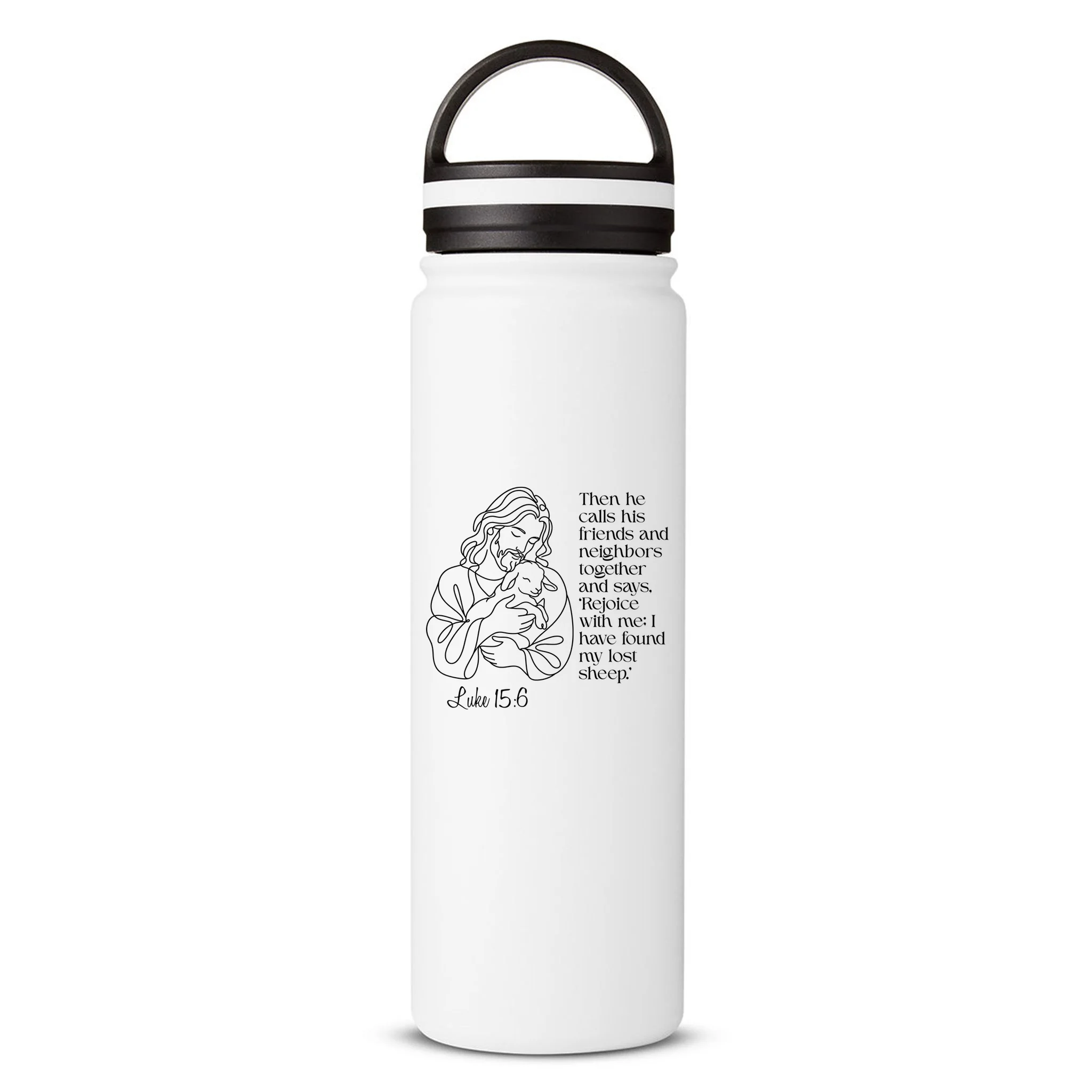 Christian Jesus and Lamb Custom Verse Custom Bible Chapter 24oz Water Bottle - Front