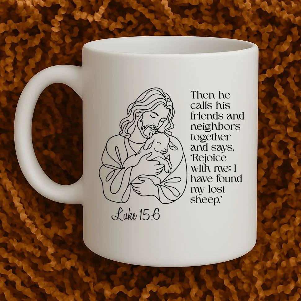 Christian Jesus and Lamb Custom Verse Custom Bible Chapter Coffee Mug - Front 1