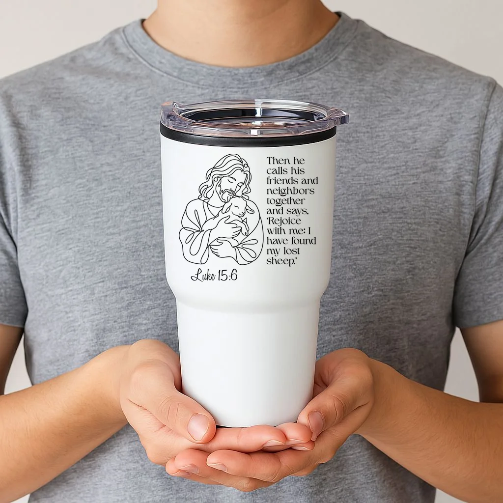 Christian Jesus and Lamb Custom Verse Custom Bible Chapter 20oz Tumbler - Front 1