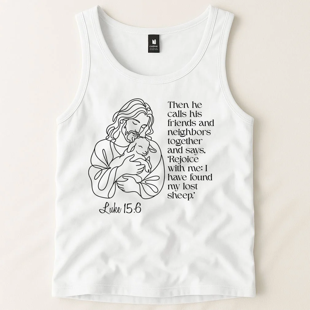 Christian Jesus and Lamb Custom Verse Custom Bible Chapter Tank Top - Front 1