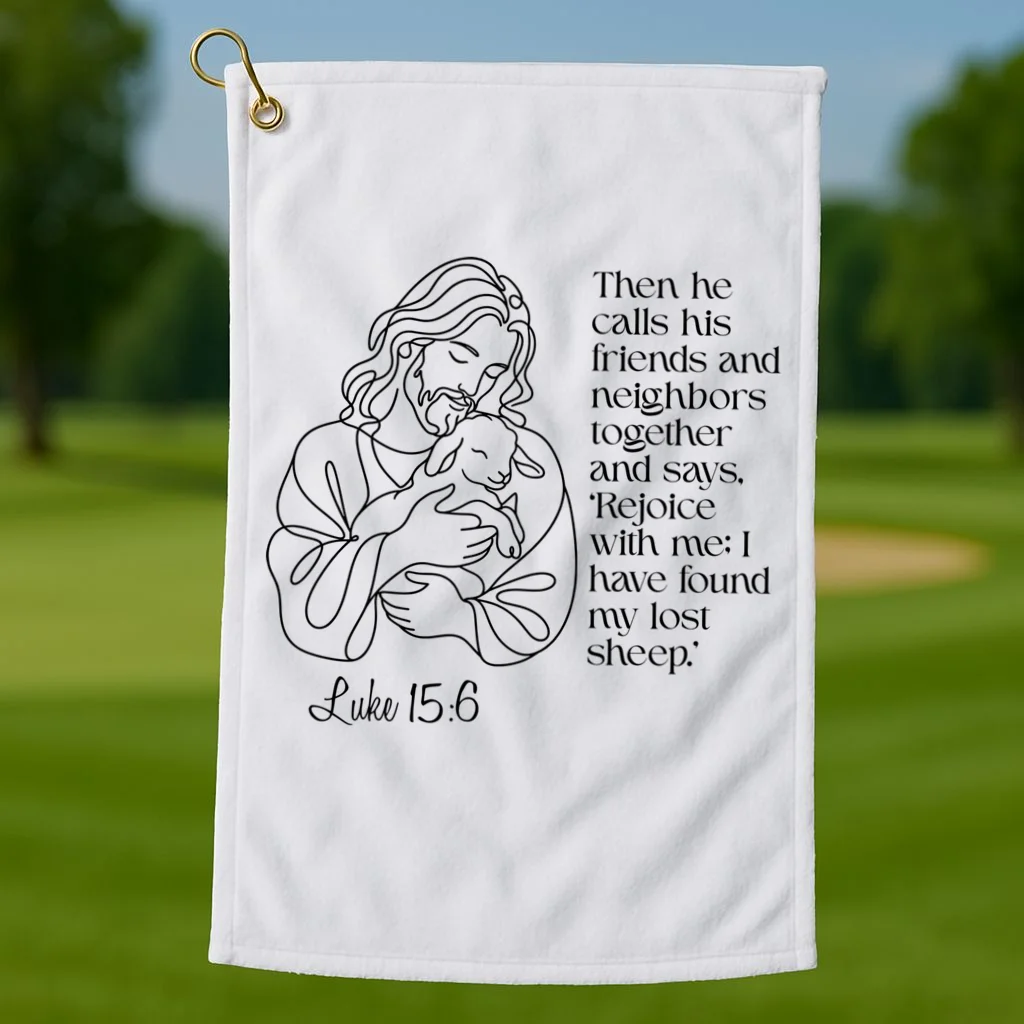 Christian Jesus and Lamb Custom Verse Custom Bible Chapter Golf Towel - Front 1