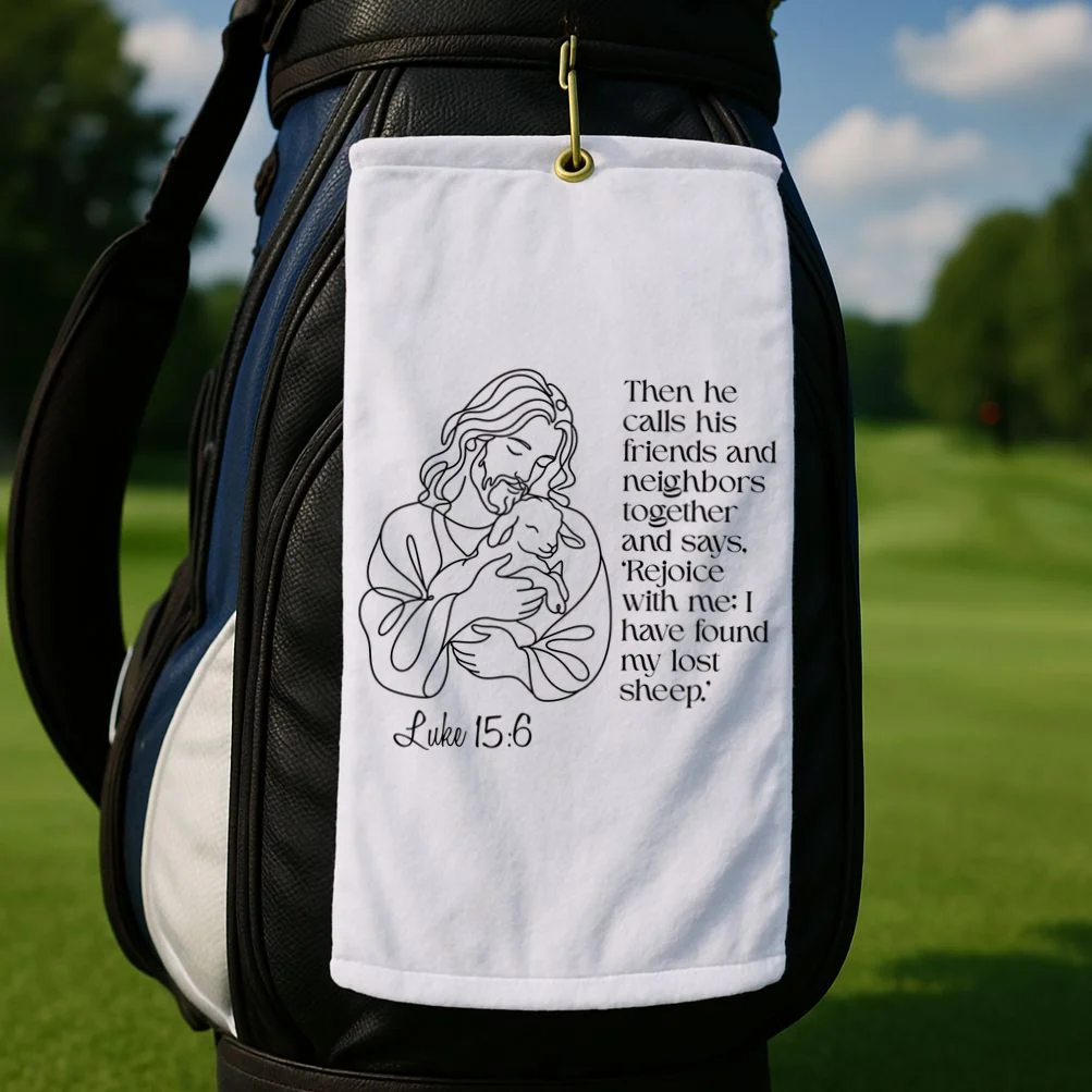 Christian Jesus and Lamb Custom Verse Custom Bible Chapter Golf Towel - Front 2