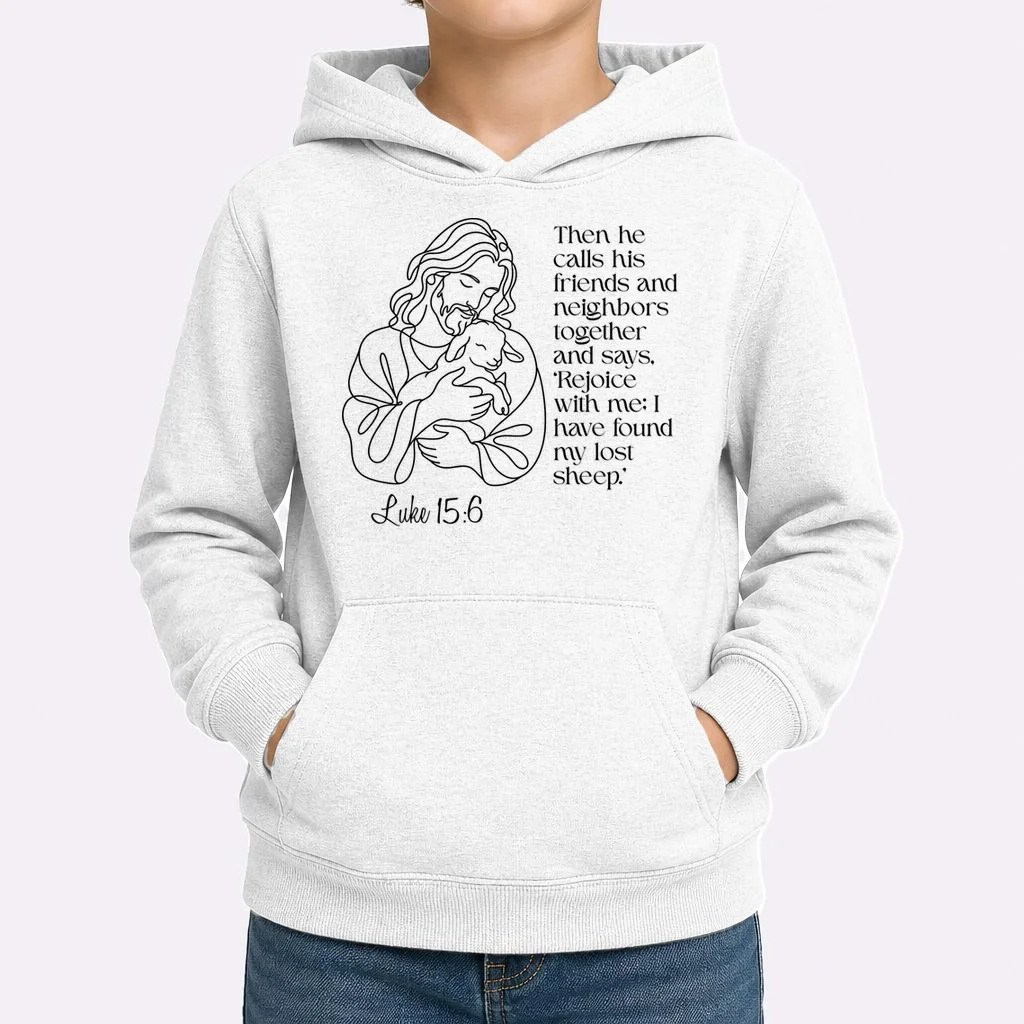 Christian Jesus and Lamb Custom Verse Custom Bible Chapter Kids Hoodie - Front 1