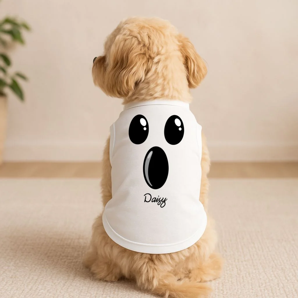 Custom Ghost Personalized Halloween Doggie Tank - Front 1