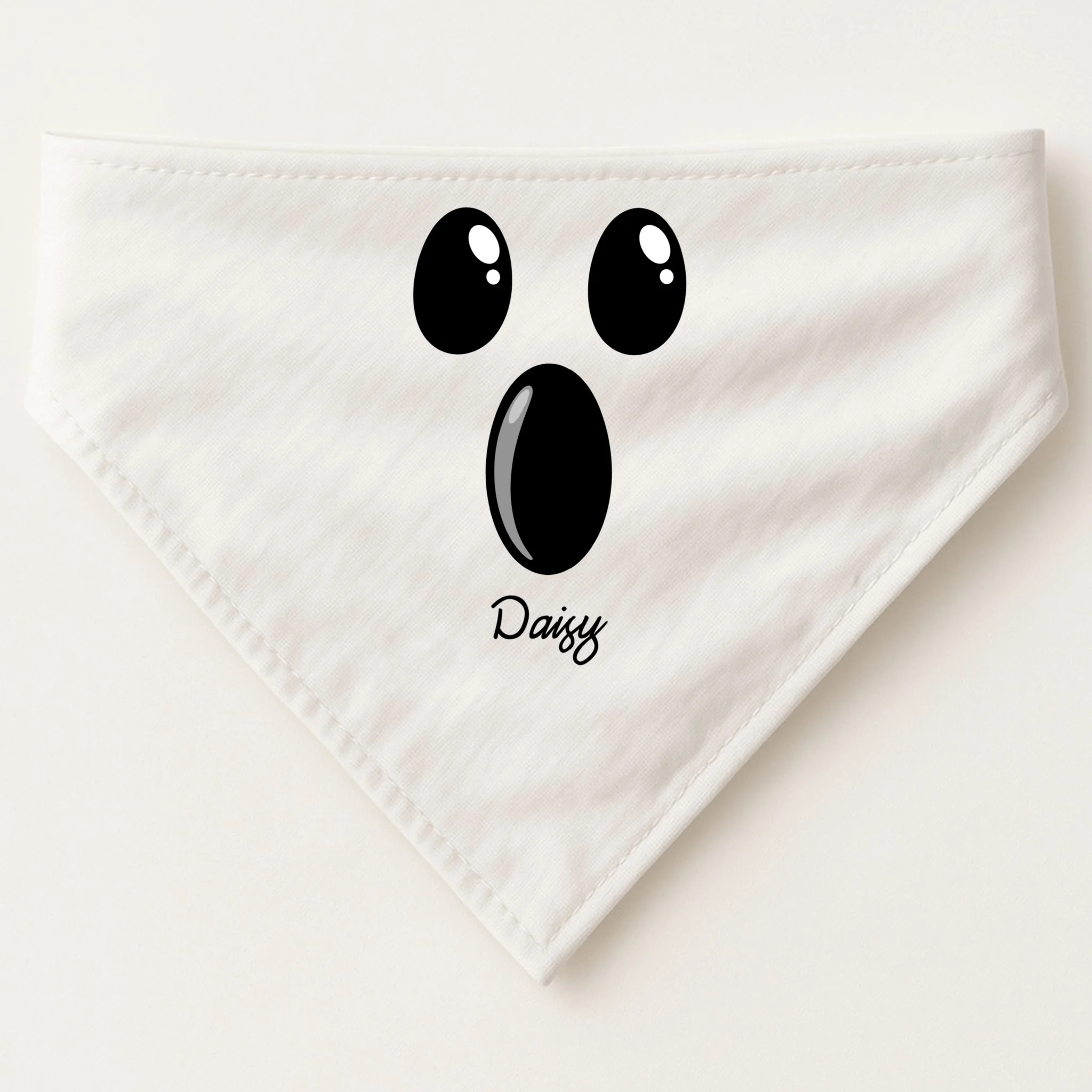 Custom Ghost Personalized Halloween Doggie Bandana Front