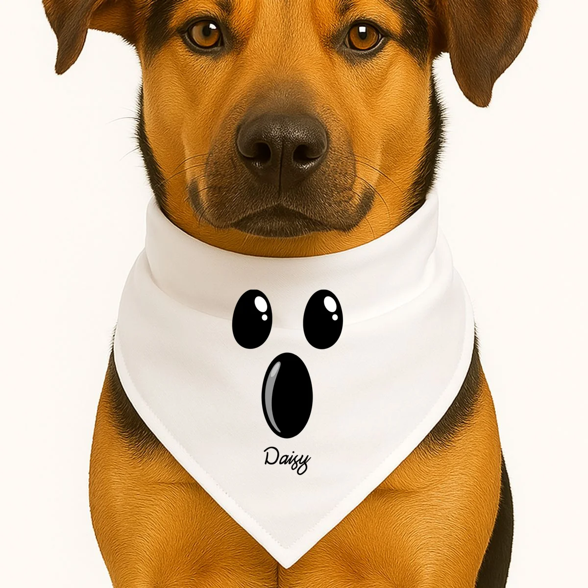 Custom Ghost Personalized Halloween Doggie Bandana - Front 1