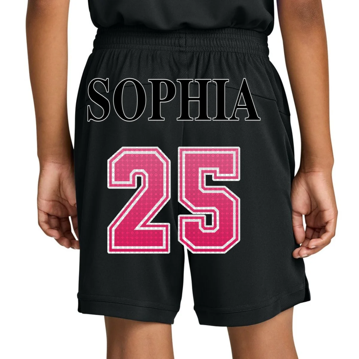 Custom Pink Out Volleyball Jersey - Personalized Name & Number Kids Shorts - Back 1