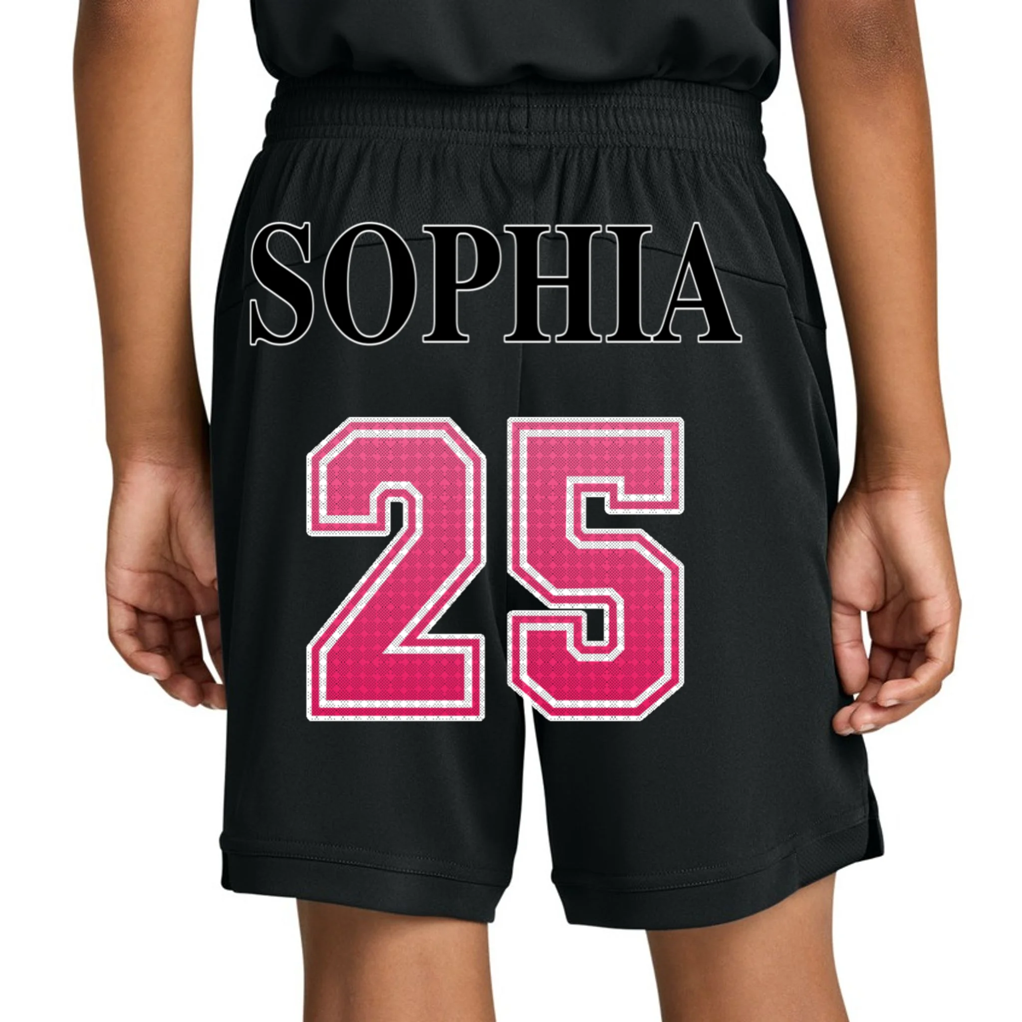 Custom Pink Out Volleyball Jersey - Personalized Name & Number Kids Shorts - Back 1