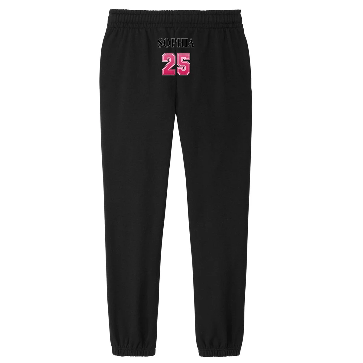 Custom Pink Out Volleyball Jersey - Personalized Name & Number Women's Fleece Sweatpants - Back - Close-up