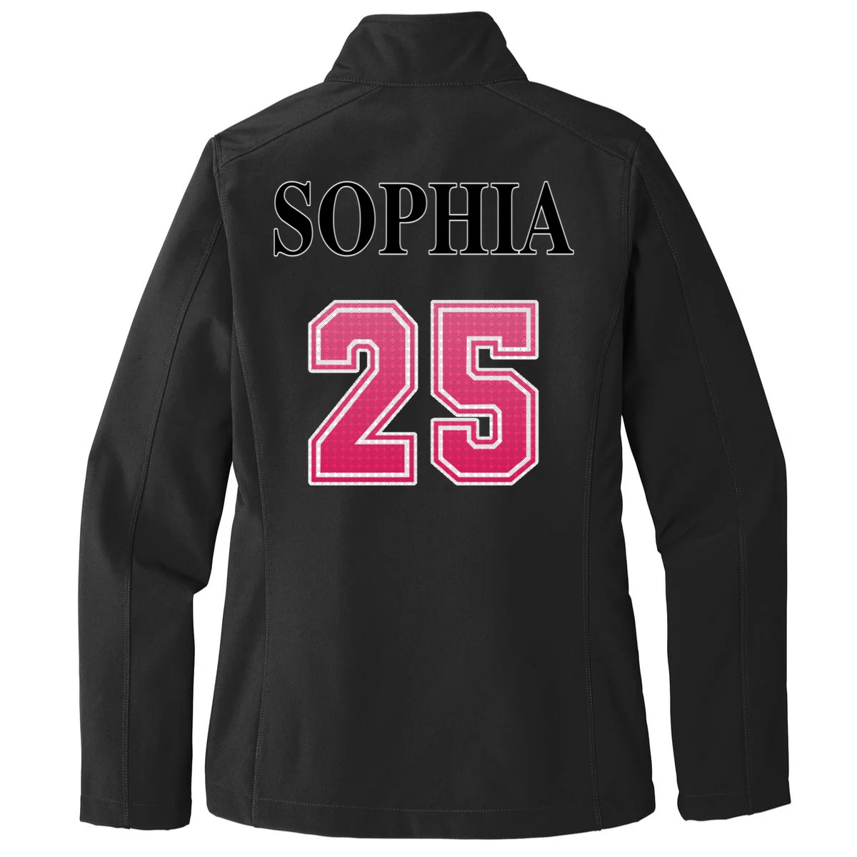 Custom Pink Out Volleyball Jersey - Personalized Name & Number Women's Soft Jacket - Back - Close-up