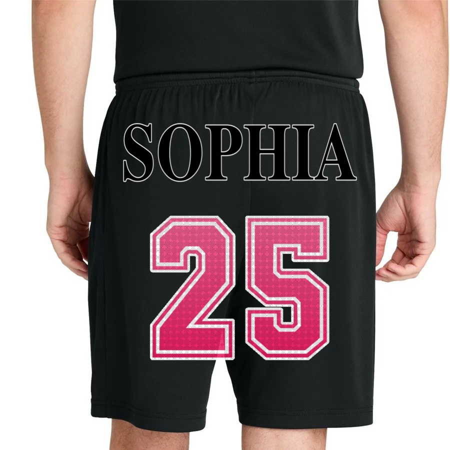 Custom Pink Out Volleyball Jersey - Personalized Name & Number Men's Shorts - Back 1