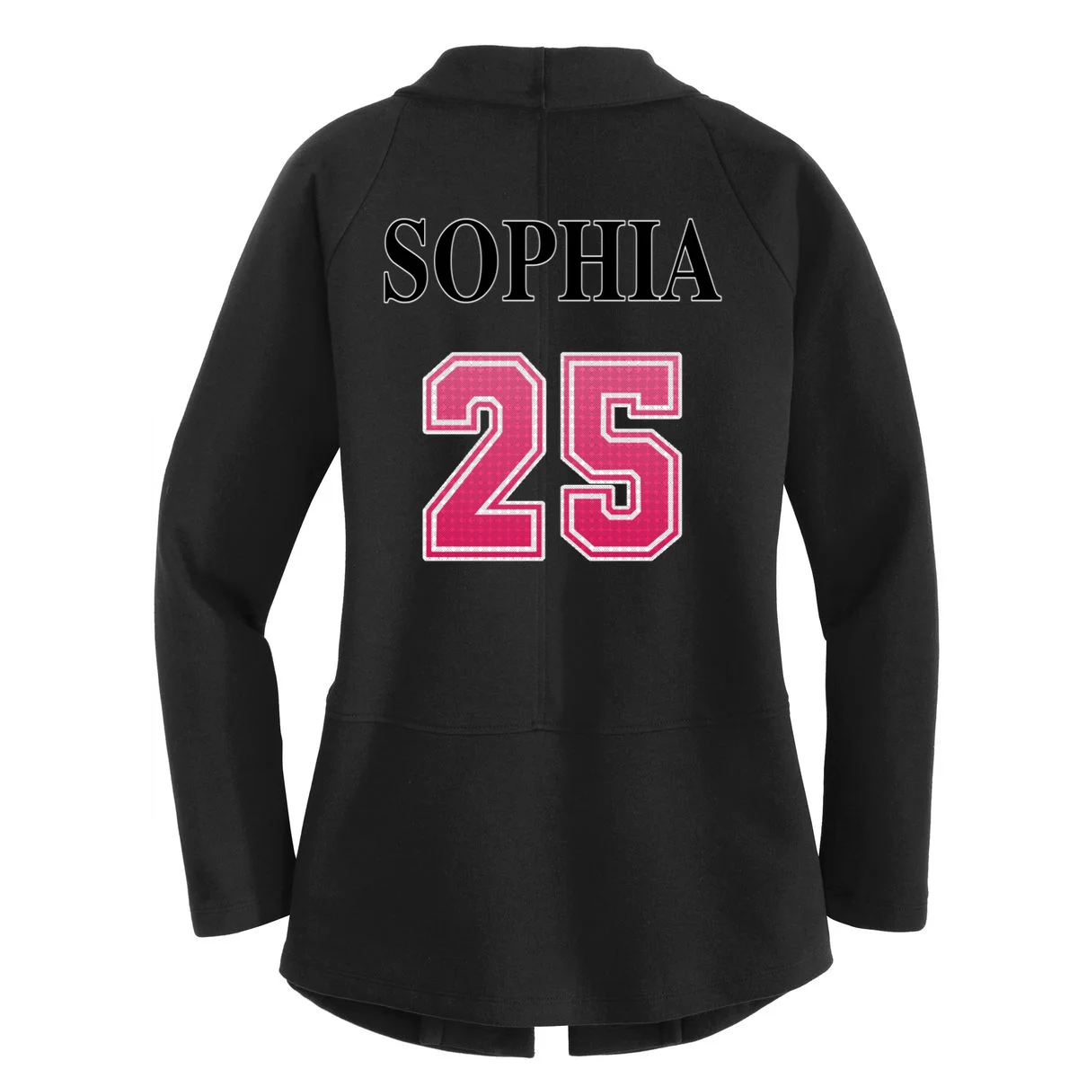 Custom Pink Out Volleyball Jersey - Personalized Name & Number Women's Cardigan - Back - Close-up